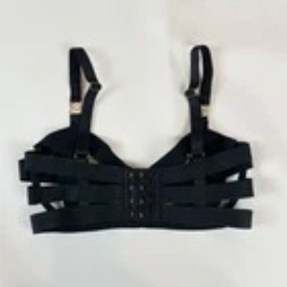 NWOT Victoria's Secret Bra 32DD Unlined Balconet Strappy Banded Black B920 - Picture 3 of 7